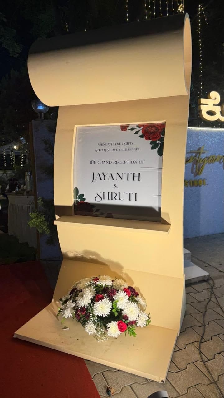 Elegant scroll-style welcome board