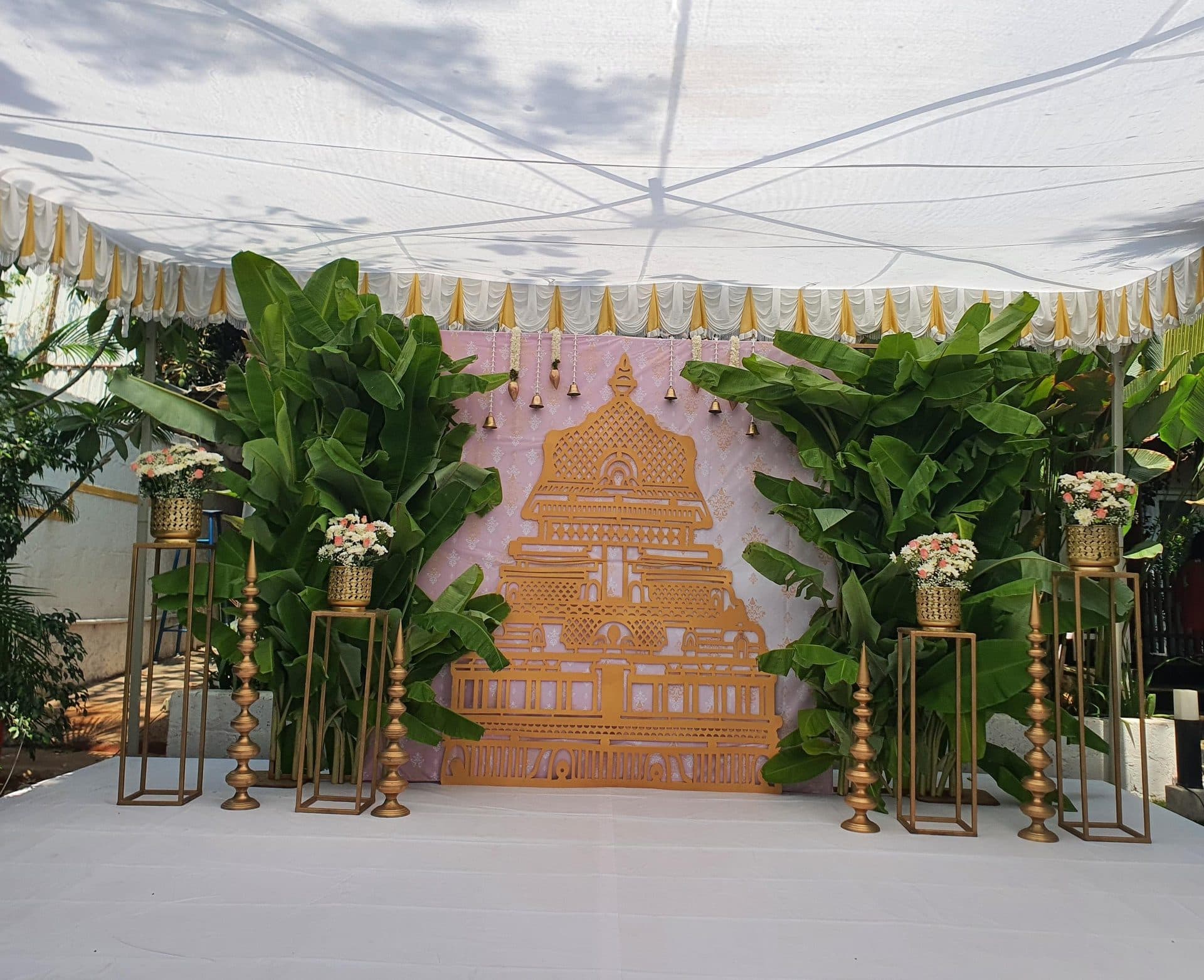Pastel green traditional ceremony backdrop